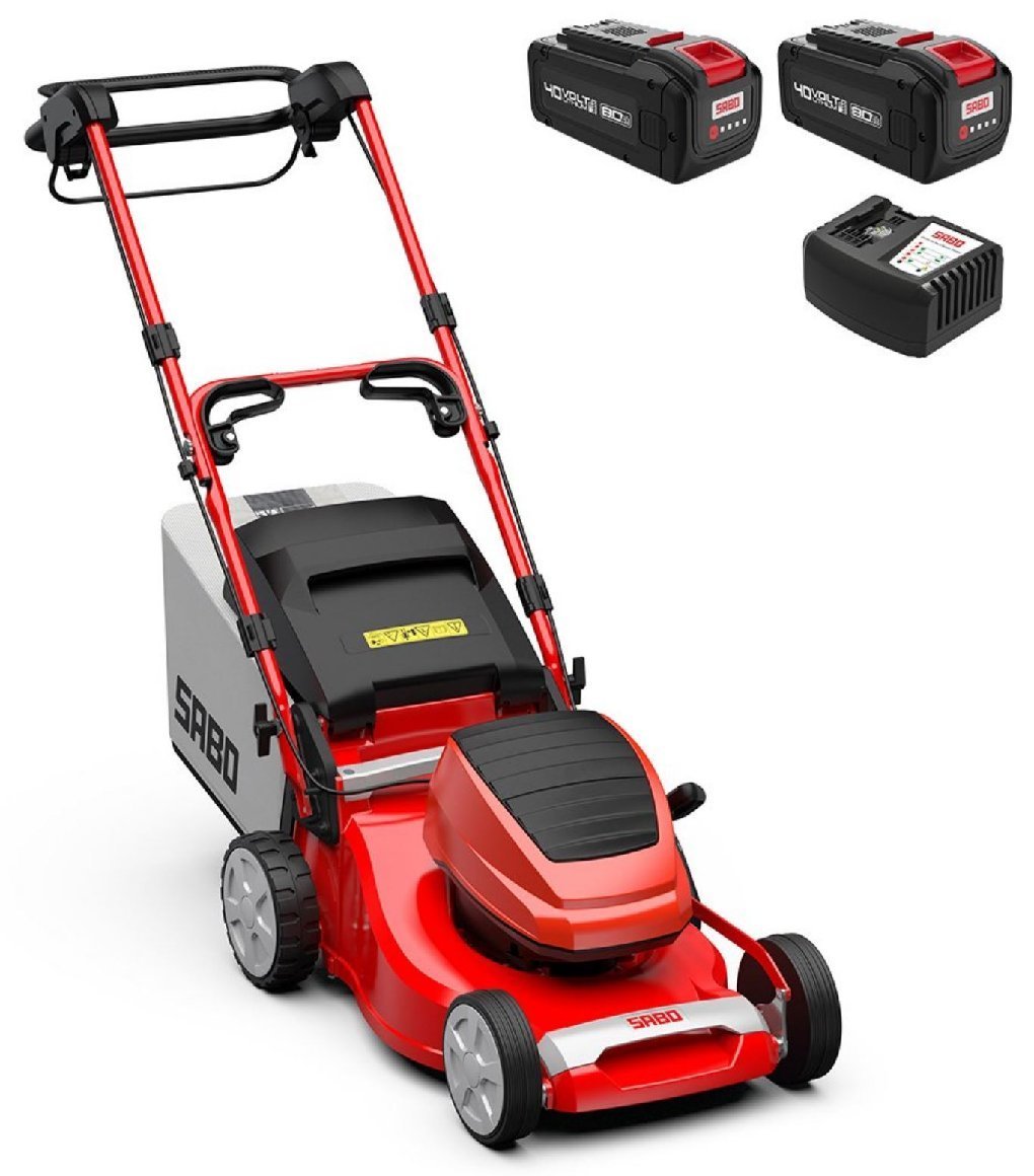 Sabo Akku-Rasenmäher 43-Accu VARIO mit 2 x 8 Ah Akkus und Schnellladegerät